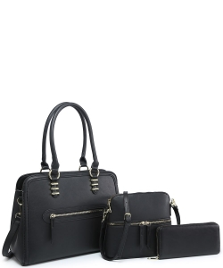 Fashion 3in1 Satchel Handbag Set 716546 BLACK